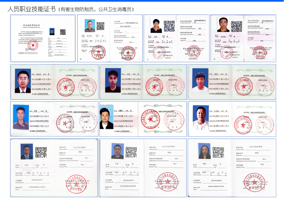 人员职业技能证书